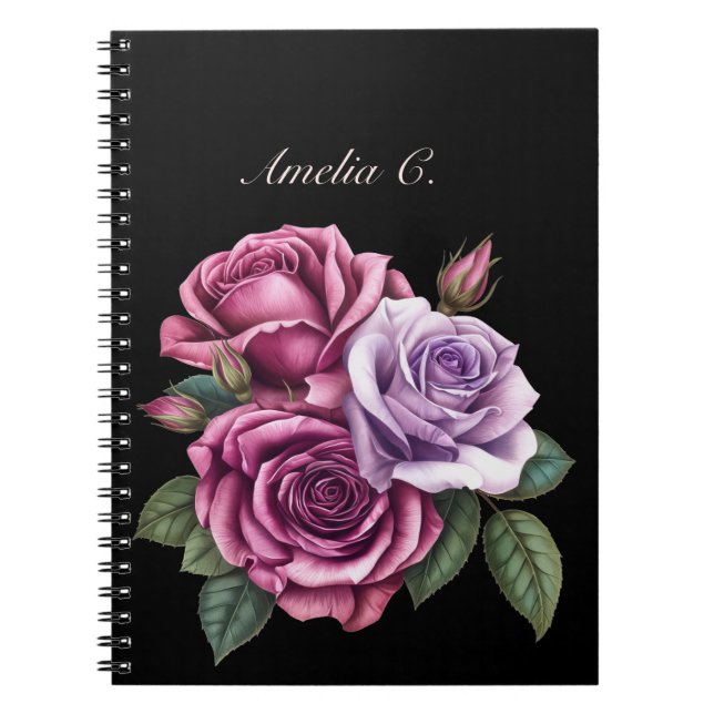 Elegantes schwarzes Aquarell-Notebook Notizblock (Vorderseite)