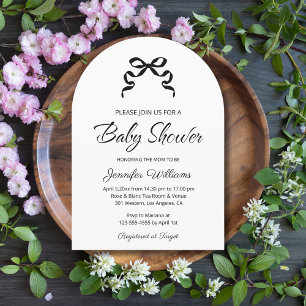 Elegantes, schwarzes Band, Baby Duschbogen Einladung