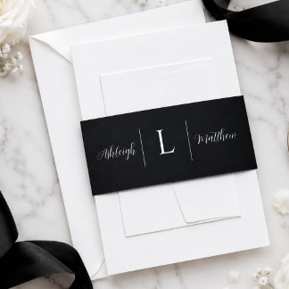 Elegantes schwarzes Bauchband für Hochzeitseinladu Einladungsbanderole