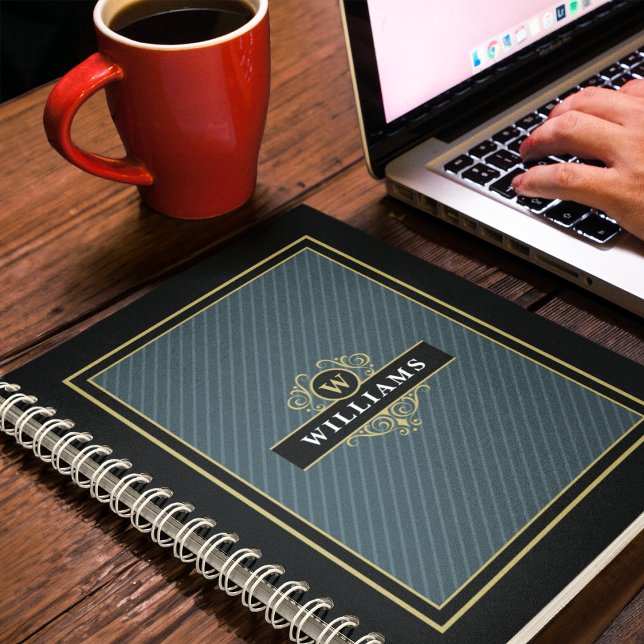 Elegantes Schwarzes Bellinzona Mit Monogramm Notizblock (Von Creator hochgeladen)