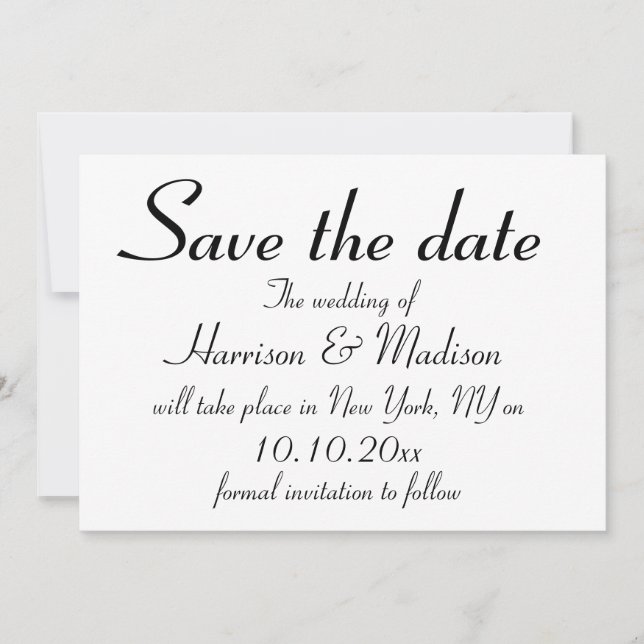 Elegantes, schwarzes, benutzerdefiniertes Skript C Save The Date (Vorderseite)