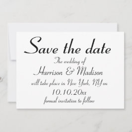 Elegantes, schwarzes, benutzerdefiniertes Skript C Save The Date