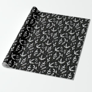 Elegantes schwarzes Blätter Botanisches Wrapping P Geschenkpapier