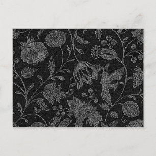 Elegantes schwarzes Blumenmuster Postkarte