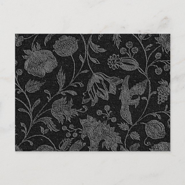 Elegantes schwarzes Blumenmuster Postkarte (Vorderseite)