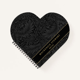 Elegantes schwarzes Blumenmuster-Skizzenbuch Notizbuch