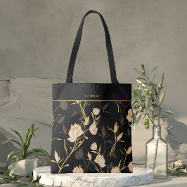 Elegantes schwarzes Blumenmuster stilvoll trendy M
