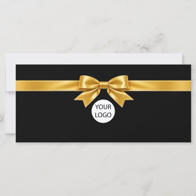 Elegantes schwarzes Bogen-Logo-Geschenk-Zertifikat (Vorderseite)