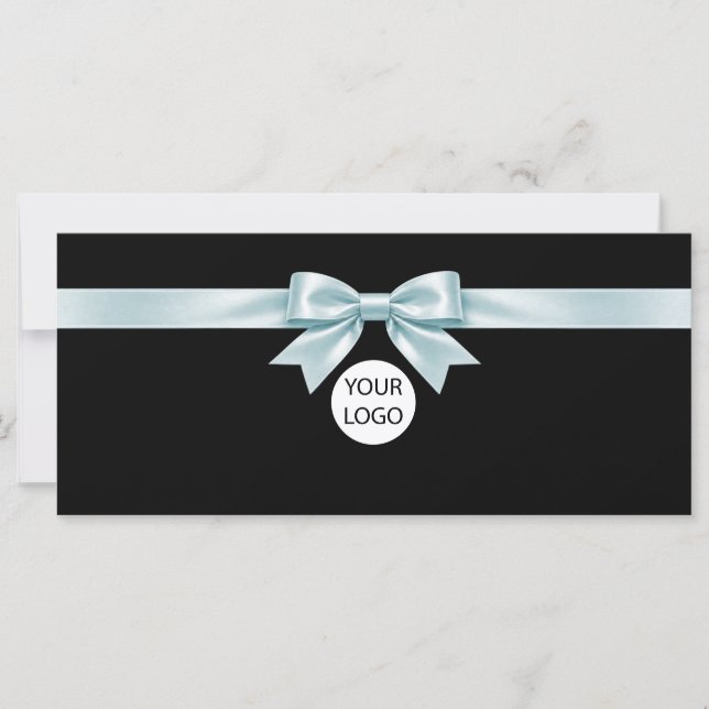 Elegantes schwarzes Bogen-Logo-Geschenkzertifikat (Vorderseite)
