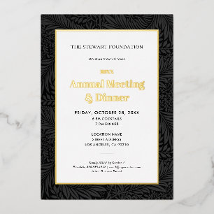 Elegantes Schwarzes Botanisches Jährliches Geschäf Folieneinladung