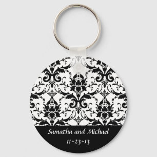 Elegantes Schwarzes Damasken-Hochzeitstag Schlüsselanhänger