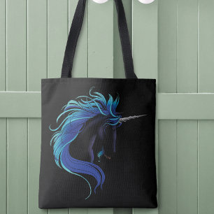 Elegantes Schwarzes Einhorn Blau Silber Magische F