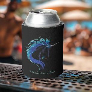 Elegantes Schwarzes Einhorn Blau Silber Magische F Dosenkühler