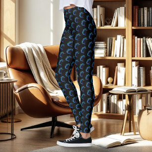 Elegantes Schwarzes Einhorn Blau Silber Magische F Leggings