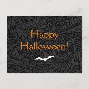 Elegantes schwarzes florales botanisches Halloween Postkarte