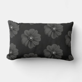 Elegantes schwarzes, florales Muster Pillow - Mode Lendenkissen