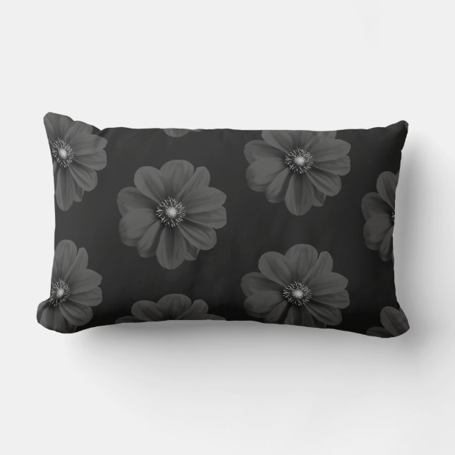 Elegantes schwarzes, florales Muster Pillow - Mode Lendenkissen (Vorderseite)