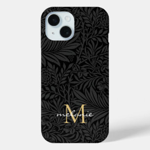 Elegantes schwarzes florales Schriftmonogramm Case-Mate iPhone Hülle