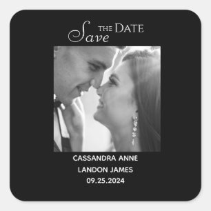 Elegantes schwarzes Foto, schicke typografische Qu Quadratischer Aufkleber