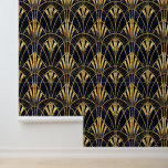 Elegantes schwarzes Gold Art Deco Fliesen Muster Tapete<br><div class="desc">Elegantes schwarzes Gold Art Deco Fliesenmuster Tapete</div>