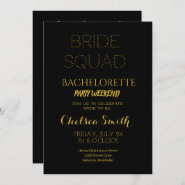 Elegantes Schwarzes & Gold Bachelorette - Details Einladung