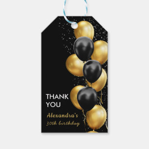Elegantes schwarzes Gold-Ballon-Geburtstags-Design Geschenkanhänger