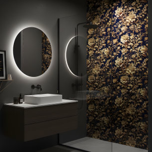 Elegantes Schwarzes & Gold Barocke Keramik Tile Fliese