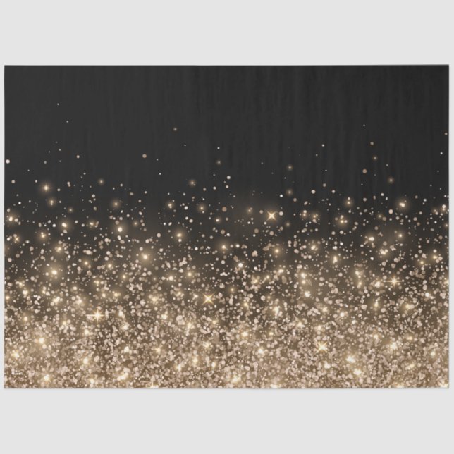 Elegantes Schwarzes Gold Bronze Glitzer Seidenpapier (Vorderseite)