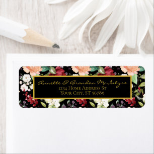 Elegantes Schwarzes Gold Burgundy Blush Floral P