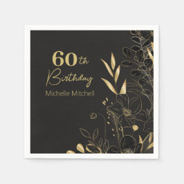 Elegantes Schwarzes Gold Custom 60. Geburtstag jed Serviette
