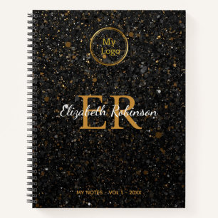 Elegantes schwarzes Gold-Glitter-Modernes-Business Notizbuch