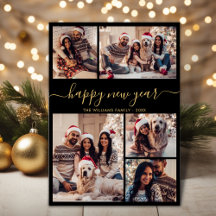 Elegantes Schwarzes Gold Happy Neues Jahr 5 FotoCo