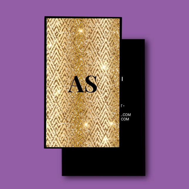 Elegantes Schwarzes Gold Imitat Glitzer Marmor Mon Visitenkarte (Von Creator hochgeladen)