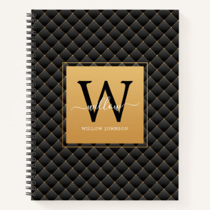 Elegantes Schwarzes Gold-Klasse Monogram, erstes S Notizbuch