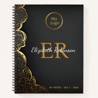 Elegantes, schwarzes Gold, modernes schicke Firmen Notizbuch