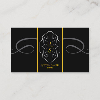 Elegantes schwarzes Gold-Monogramm-Notar Visitenkarte
