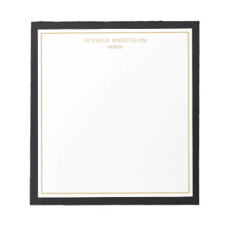 Elegantes Schwarzes Gold Personalisiert Notizblock
