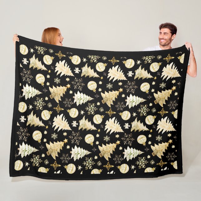 Elegantes Schwarzes Gold Schneeflocken Fleecedecke (Beispiel)