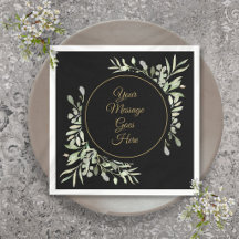 Elegantes Schwarzes Gold Script Watercolor Grüne