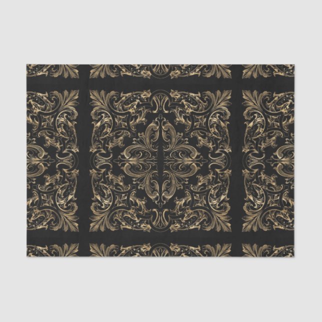 Elegantes Schwarzes Gold Seidenpapier (Vorderseite)