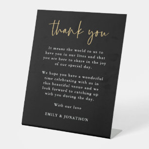 Elegantes Schwarzes Gold Vielen Dank Letter Weddin Sockelschild