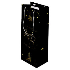 Elegantes Schwarzes & Gold Weihnachten Unterhaltun Geschenktüte Für Weinflaschen