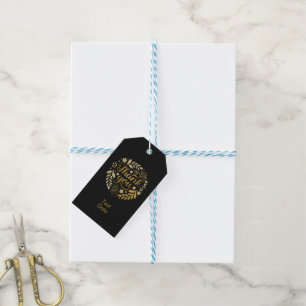 elegantes schwarzes goldenes florales Dankeschön Geschenkanhänger
