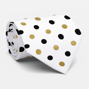 elegantes schwarzes goldgefliestes Polka-Punktmust Krawatte