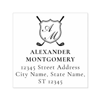 Elegantes schwarzes Golf-Monogrammwappen Permastempel