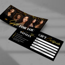 Elegantes schwarzes Haarstudio-Geschenkgutschein i
