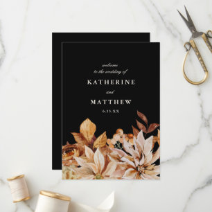 Elegantes Schwarzes Hochzeitsprogramm für den Herb Programm