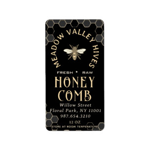 Elegantes schwarzes HONEYCOMB mit Comb-Muster & Bi Adressaufkleber