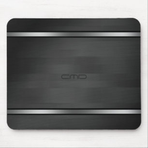 Elegantes Schwarzes Imitat Holzstreifen Silberakze Mousepad
