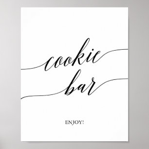 Elegantes schwarzes Kalligrafie-Cookie-Bar-Schild Poster